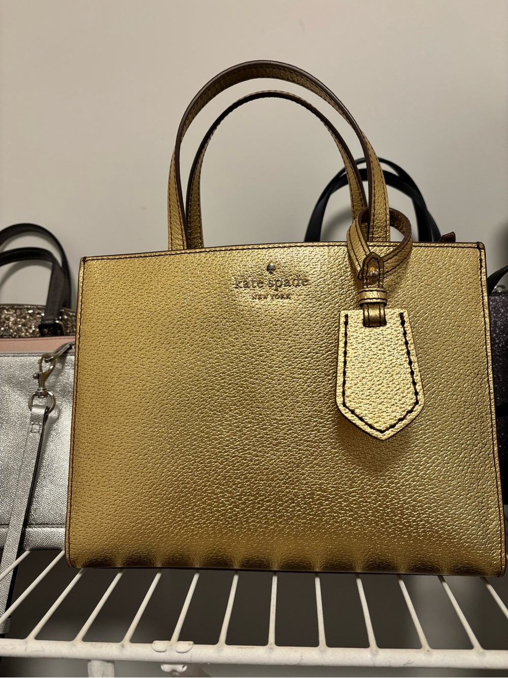 kate spade Metallic Gold Structured Mini Satchel